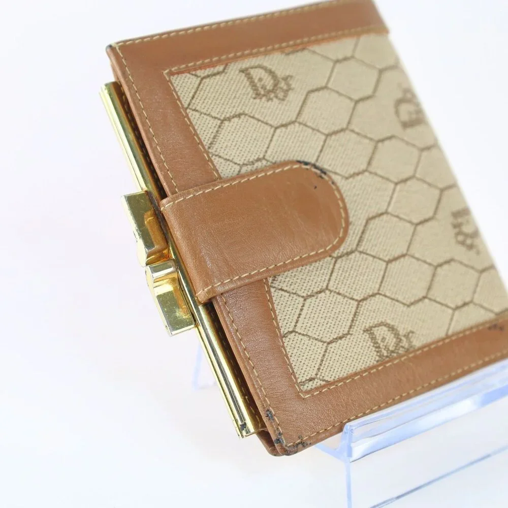 Vintage Christian Dior Honeycomb Brown Purse Wallet for Women